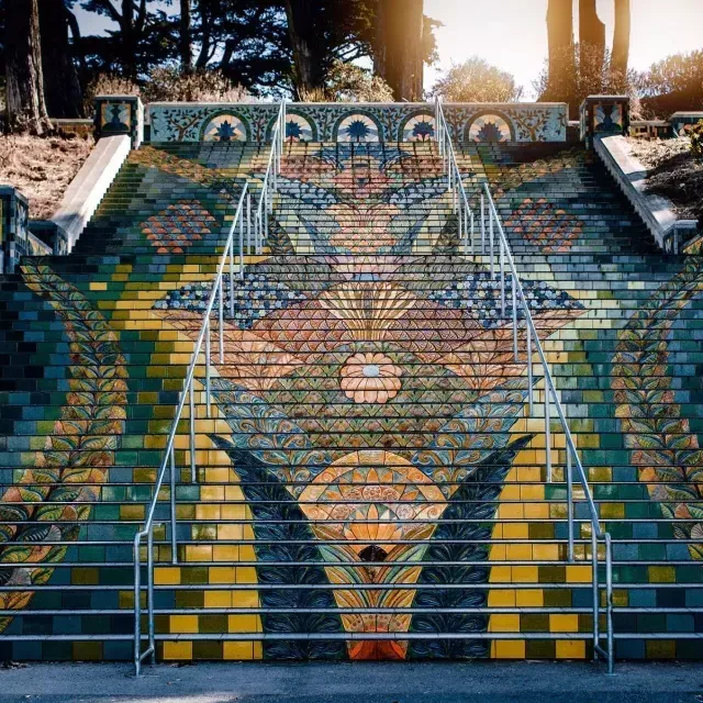 Image of Lincoln Park steps at sunset